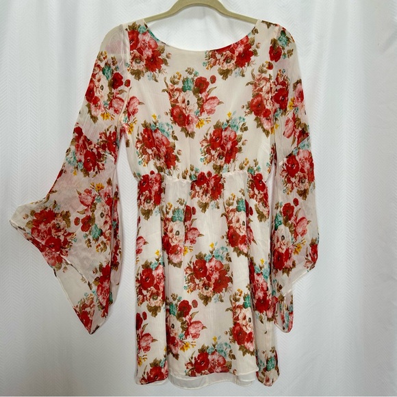 Alice and Olivia mini dress cream and red floral - Picture 1 of 7